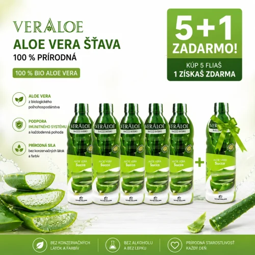 Šťava z organickej aloe vera Veraloe Bio 1000 ml  AKCIA 5 + 1